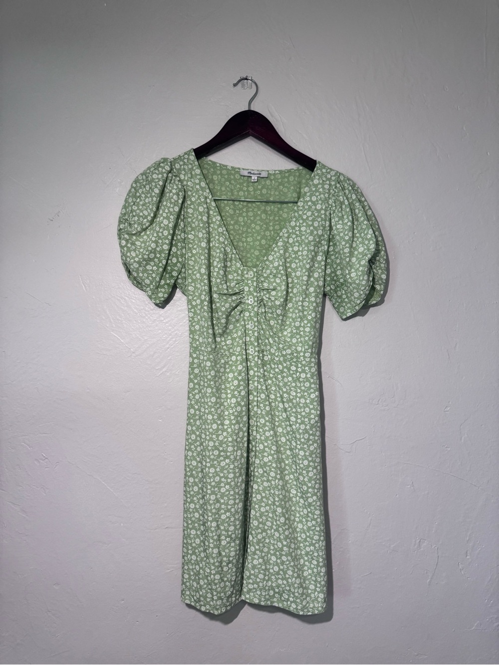 Cottagecore Floral Green Mini Dress Madewell Size 6